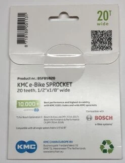 KMC Kettenrad Für Modelle 2. Generation Ab 2014 20 Zähne 1/8 Zoll Schwarz 10.000km+ -Bieg KMC Kettenblatt Antriebsritzel Bosch 2.Generation 10000km 20 Zaehne BSFB5820 8719189051131a