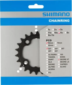 Shimano XT 2004-2007 4-Arm 9-fach 22 Zähne S-Type IG Alu Schwarz Y-1F822000